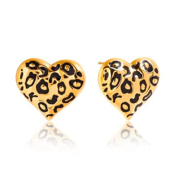 Leopard Heart Studs