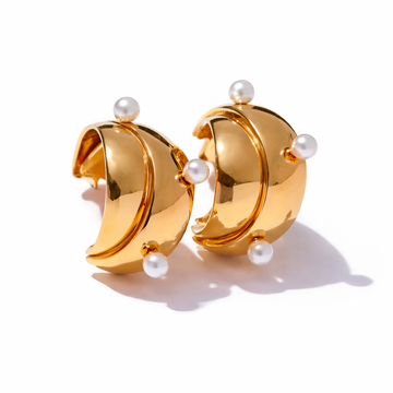Golden Aura Pearl Hoops